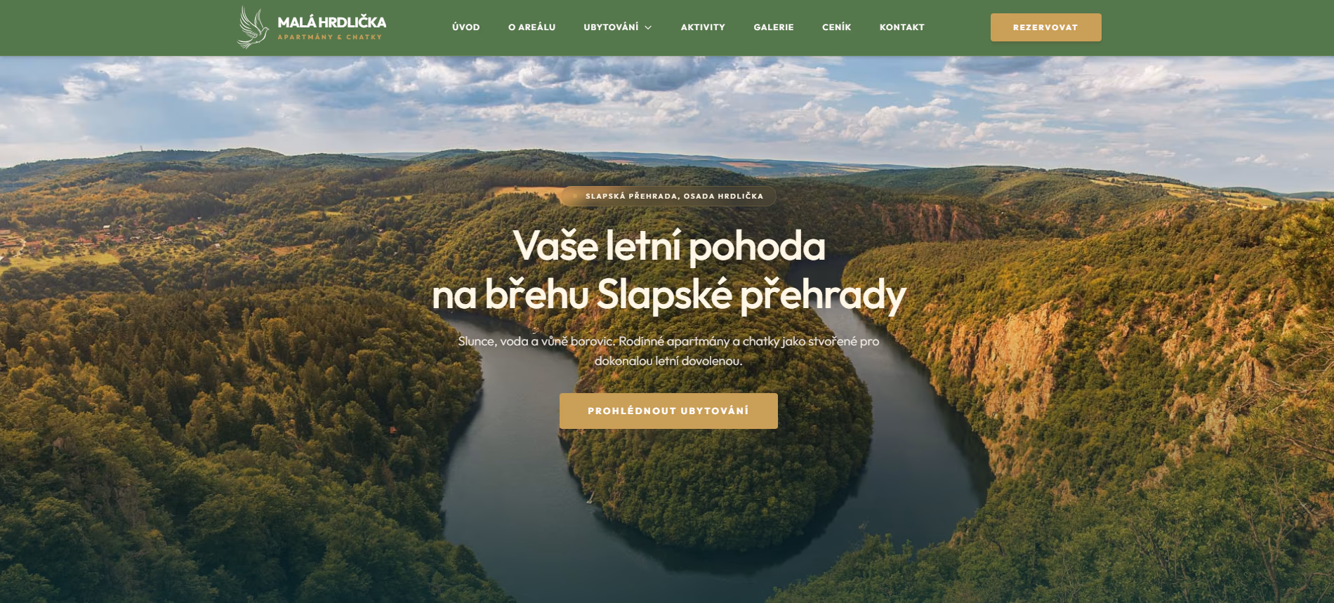 Náhled webu Areál Slapy - Hrdlička