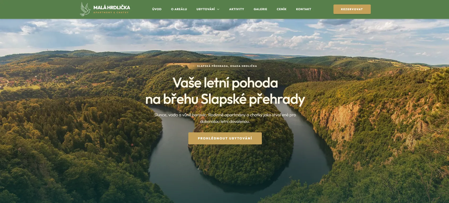 Náhled webu Areál Slapy - Hrdlička