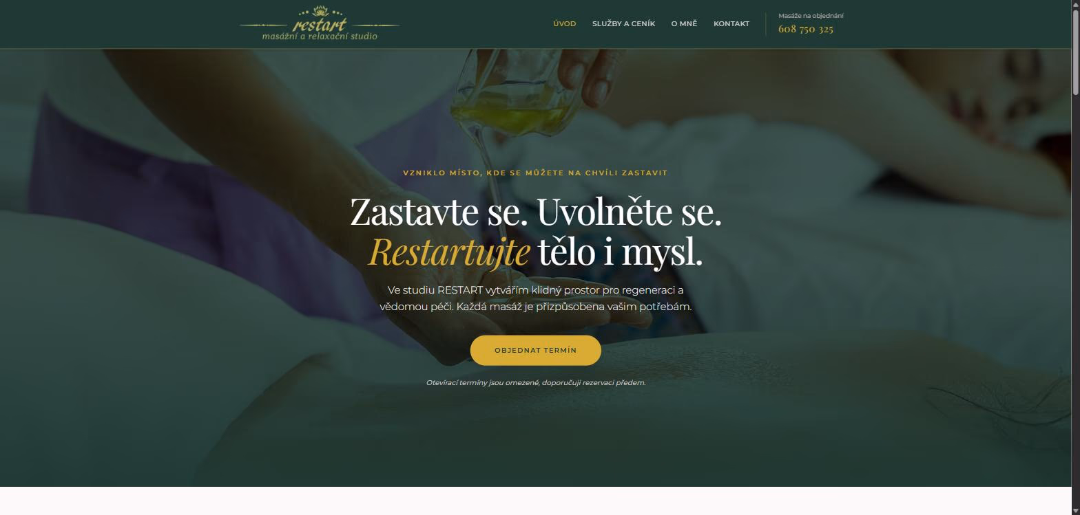 Náhled webu Masážní studio Restart