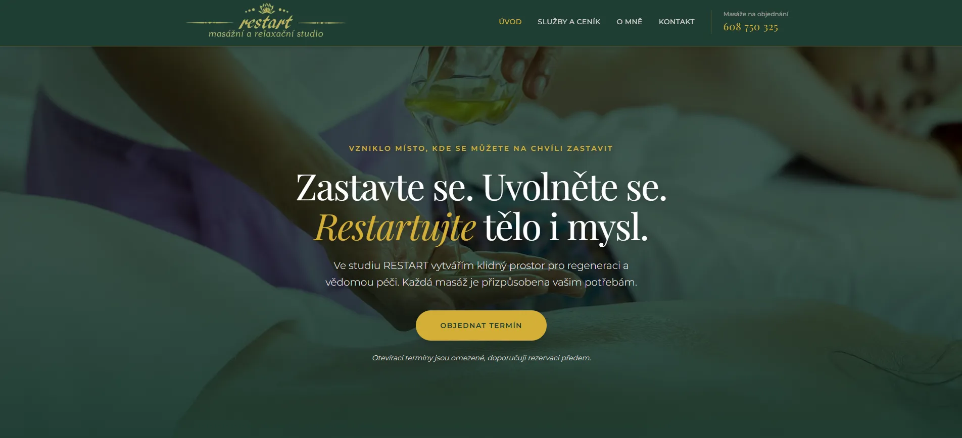 Náhled webu Masážní studio Restart